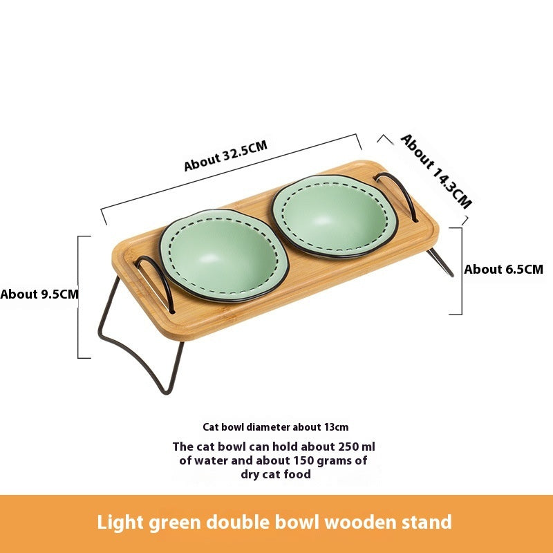 Wooden Rack Ceramic Pet Feeding Bowl: The Perfect Blend of Style and Functionality